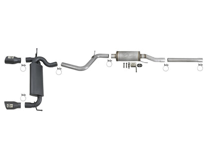 Rebel Series 2-1/2 Inch 409 Stainless Steel Cat-Back Exhaust System w/ Black Tips Jeep Wrangler (JK) 07-18 V6-3.6L/3.8L aFe Power-4