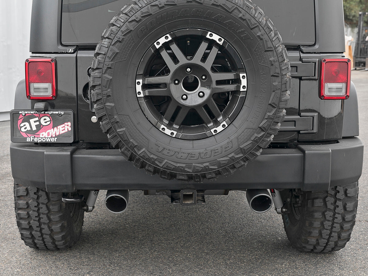 Rebel Series 2-1/2 Inch 409 Stainless Steel Cat-Back Exhaust System w/ Black Tips Jeep Wrangler (JK) 07-18 V6-3.6L/3.8L aFe Power-5