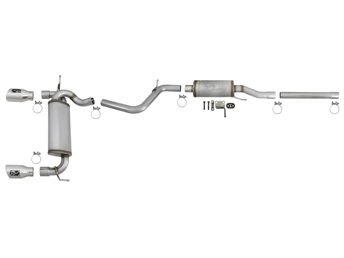 Rebel Series 2-1/2 Inch 409 Stainless Steel Cat-Back Exhaust w/ Polished Tips Jeep Wrangler (JK) 07-18 V6-3.6L/3.8L aFe Power-4