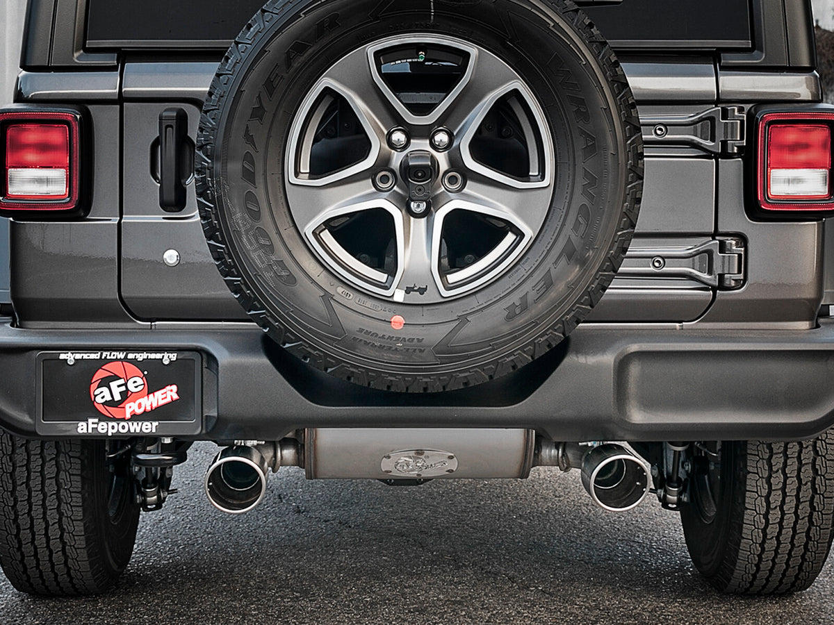 Rebel Series 2-1/2 Inch 409 Stainless Steel Cat-Back Exhaust w/ Polished Tips Jeep Wrangler (Jl) 18-26 V6-3.6L aFe Power-4