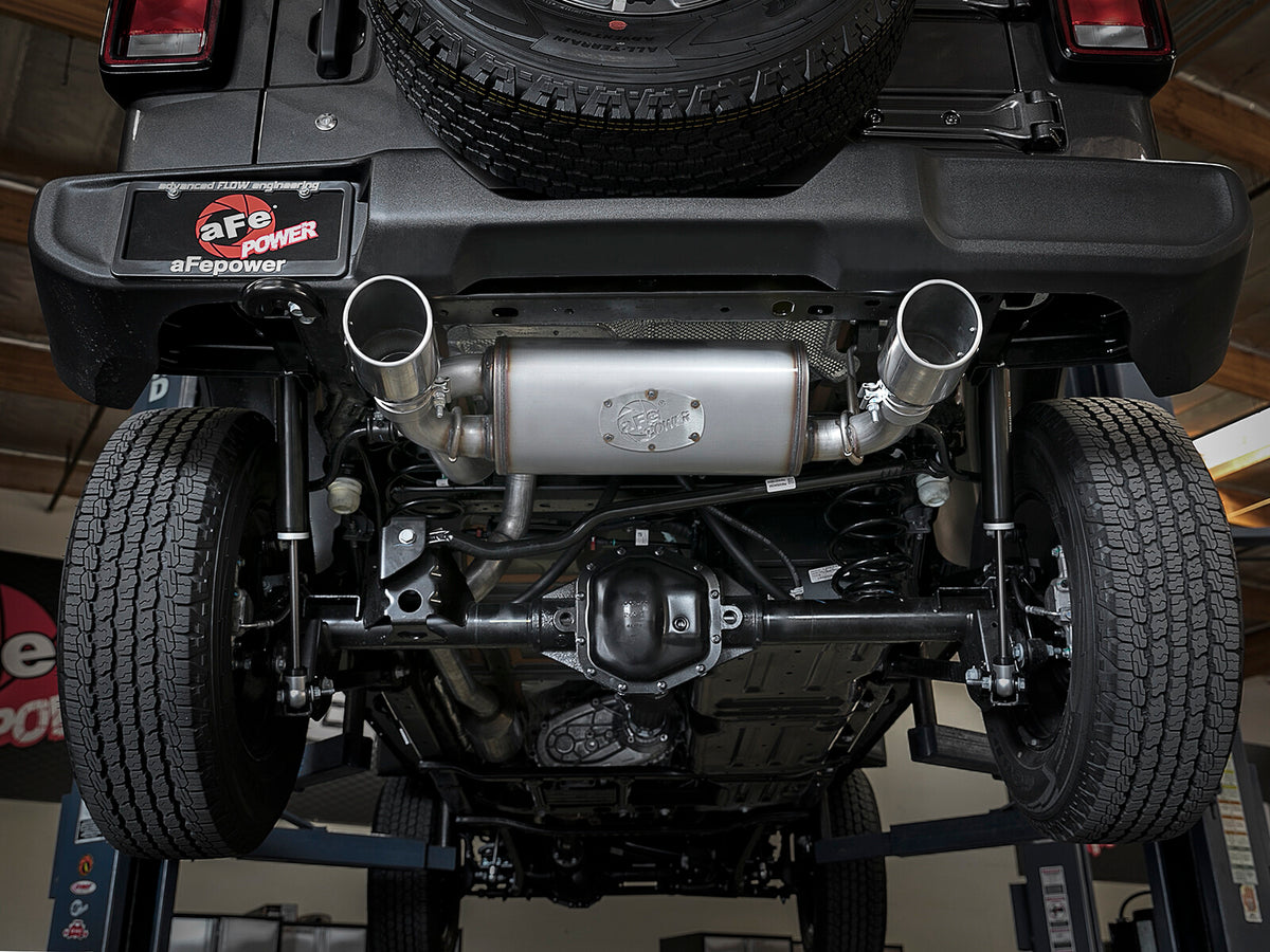 Rebel Series 2-1/2 Inch 409 Stainless Steel Cat-Back Exhaust w/ Polished Tips Jeep Wrangler (Jl) 18-26 V6-3.6L aFe Power-7