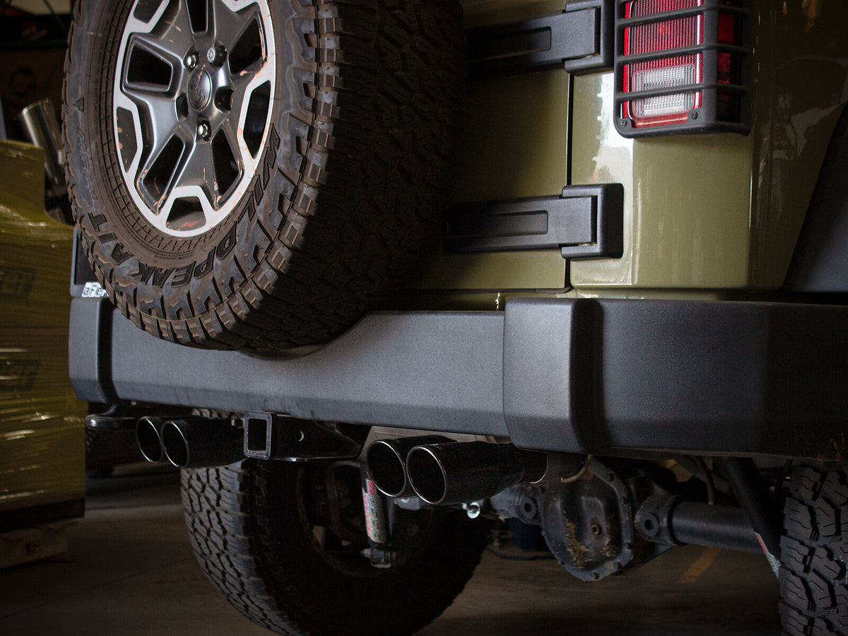 Rebel Series 2-1/2 Inch 409 Stainless Steel Axle-Back Exhaust System Black Jeep Wrangler (JK) 07-18 V6-3.6L/3.8L aFe Power-5