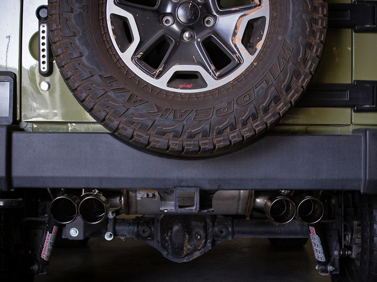 Rebel Series 2-1/2 Inch 409 Stainless Steel Axle-Back Exhaust System Black Jeep Wrangler (JK) 07-18 V6-3.6L/3.8L aFe Power-6