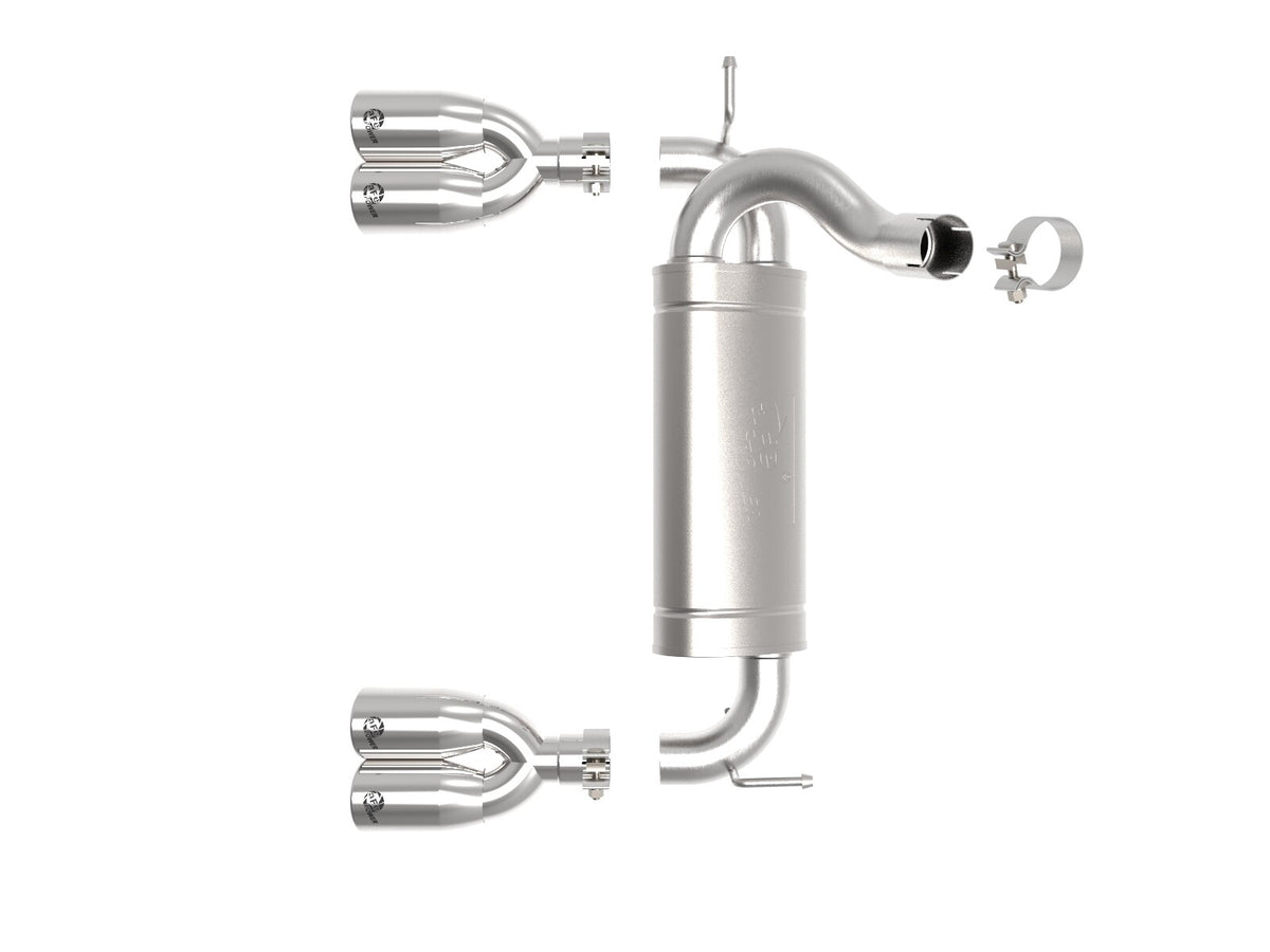 Rebel Series 2-1/2 Inch 409 Stainless Steel Axle-Back Exhaust System Polished Jeep Wrangler (JK) 07-18 V6-3.6/3.8L aFe Power-4