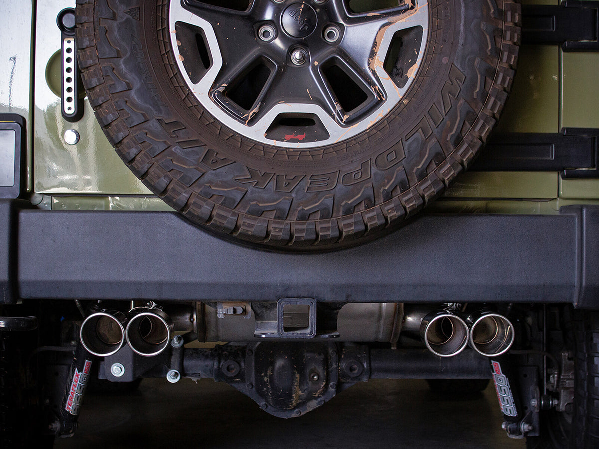 Rebel Series 2-1/2 Inch 409 Stainless Steel Axle-Back Exhaust System Polished Jeep Wrangler (JK) 07-18 V6-3.6/3.8L aFe Power-6
