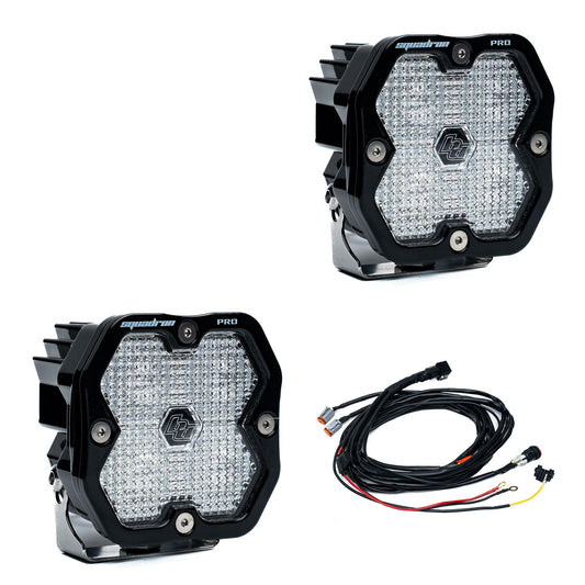 Squadron 2.0 Pro Black LED Auxiliary Light Pod Pair Universal Clear Baja Designs