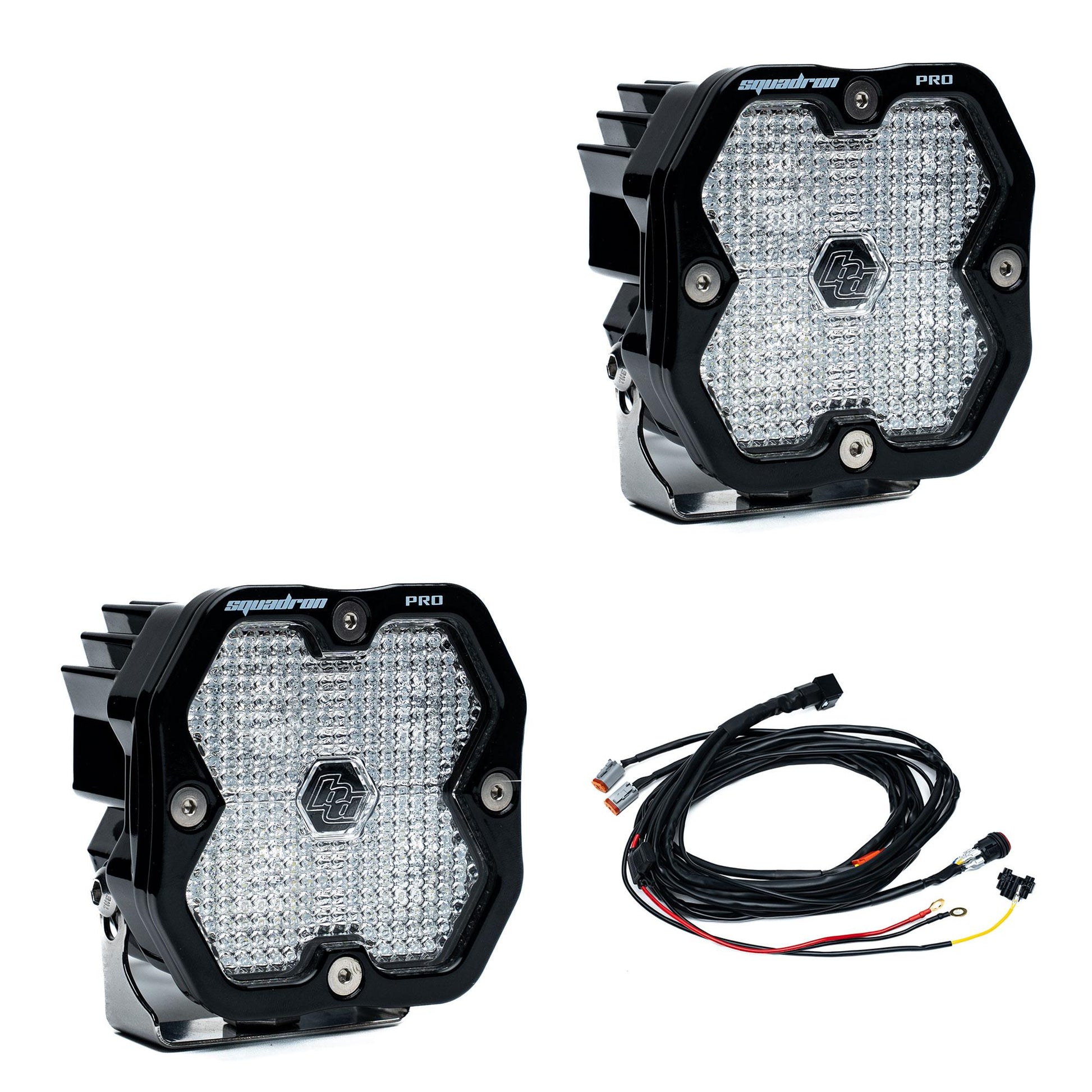 Squadron 2.0 Pro Black LED Auxiliary Light Pod Pair Universal Clear Baja Designs