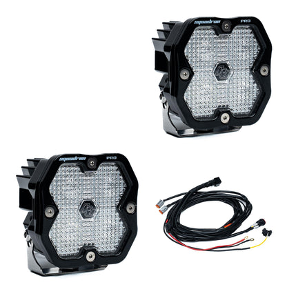 Squadron 2.0 Pro Black LED Auxiliary Light Pod Pair Universal Clear Baja Designs