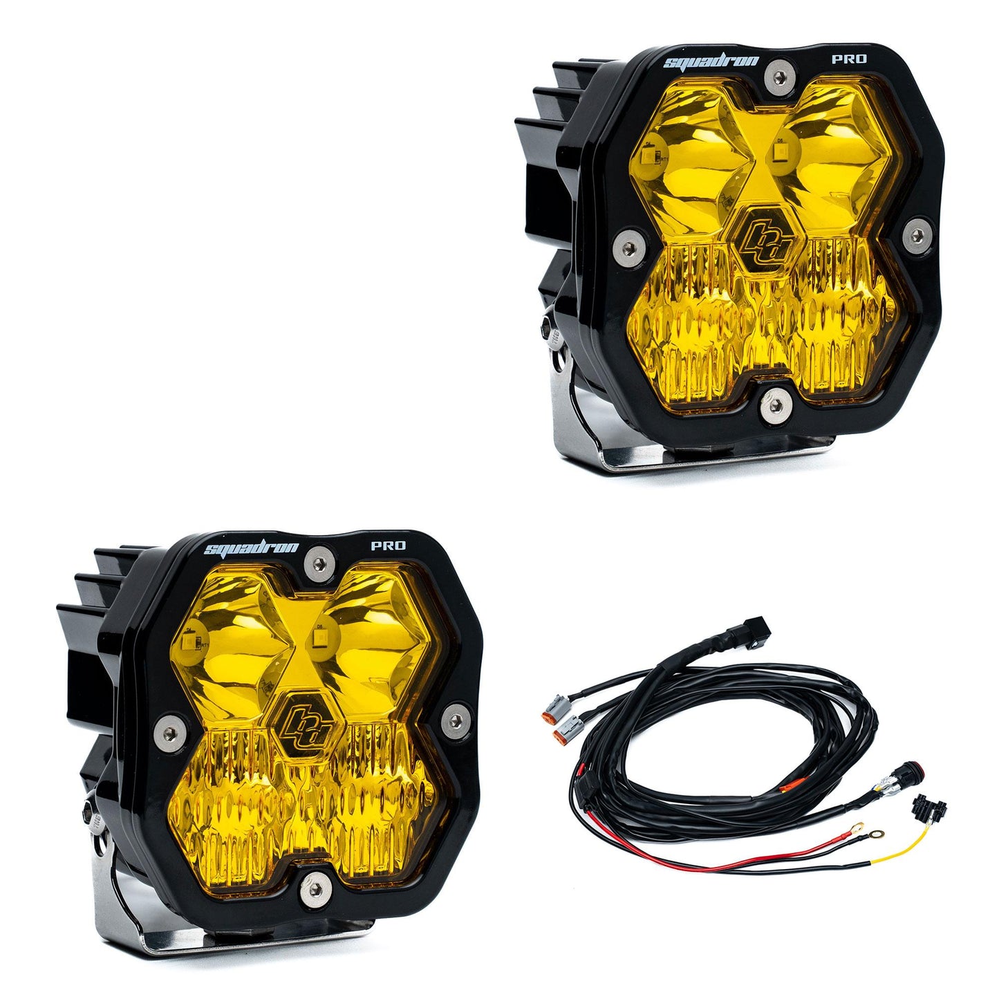 Squadron 2.0 Pro Black LED Auxiliary Light Pod Pair Universal Amber Baja Designs-2