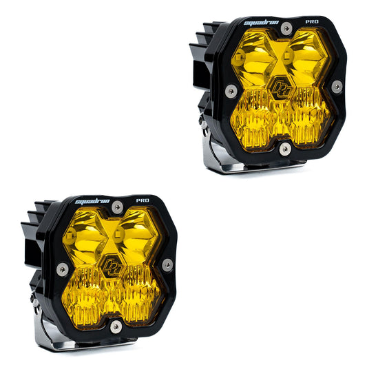 Squadron 2.0 Pro Black LED Auxiliary Light Pod Pair (No Harness) Universal Amber Baja Designs-1
