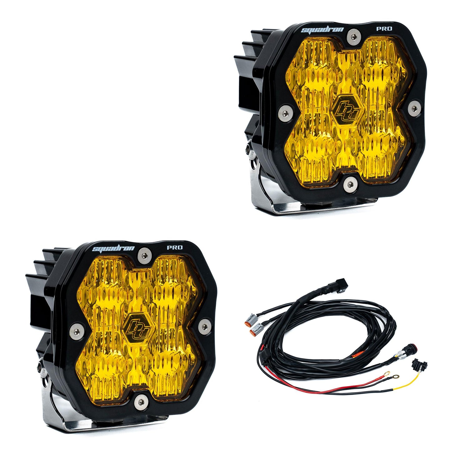 Squadron 2.0 Pro Black LED Auxiliary Light Pod Pair Universal Amber Baja Designs-1