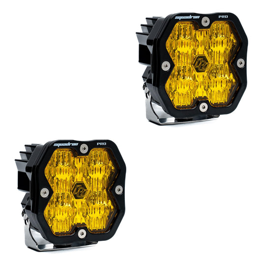 Squadron 2.0 Pro Black LED Auxiliary Light Pod Pair (No Harness) Universal Amber Baja Designs