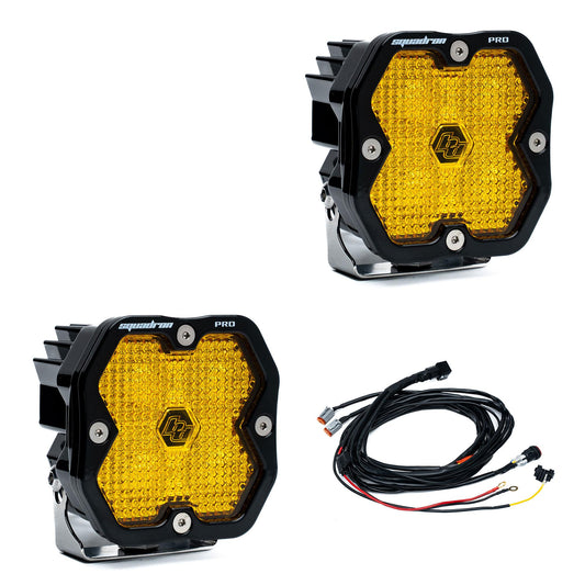 Squadron 2.0 Pro Black LED Auxiliary Light Pod Pair Universal Amber Baja Designs