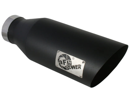 Mach Force-Xp 409 Stainless Steel Clamp-on Exhaust Tip Black 4 Inch Inlet x 7 Inch Outlet x 18 Inch L aFe Power