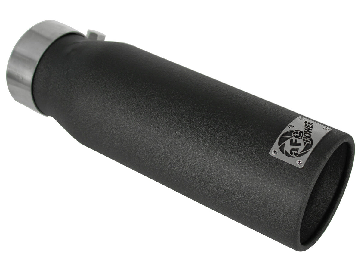Mach Force-Xp 409 Stainless Steel Clamp-on Exhaust Tip Black 3 Inch Inlet x 4 Inch Outlet x 12 Inch L aFe Power