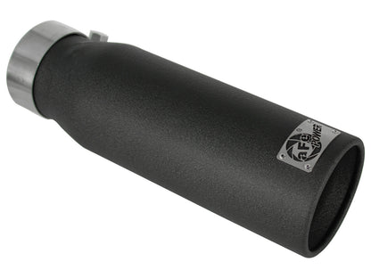 Mach Force-Xp 409 Stainless Steel Clamp-on Exhaust Tip Black 3 Inch Inlet x 4 Inch Outlet x 12 Inch L aFe Power