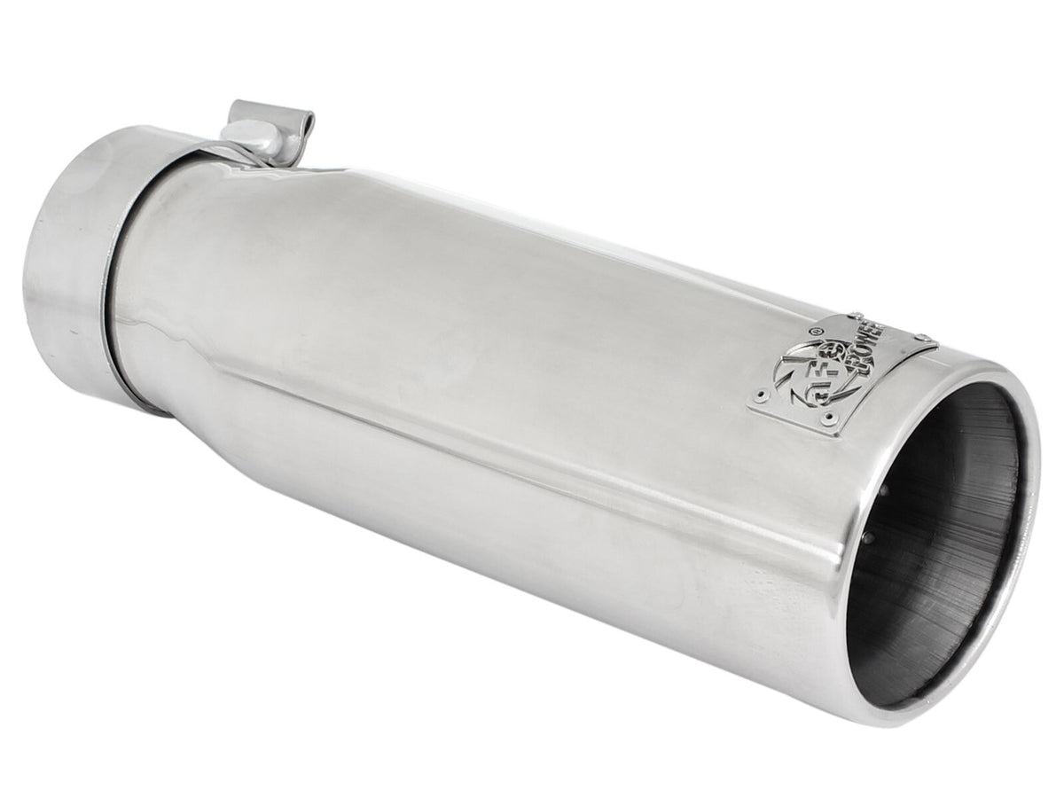 Mach Force-Xp 304 Stainless Steel Clamp-on Exhaust Tip Polished 3 Inch Inlet x 4 Inch Outlet x 12 Inch L Straight aFe Power