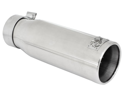 Mach Force-Xp 304 Stainless Steel Clamp-on Exhaust Tip Polished 3 Inch Inlet x 4 Inch Outlet x 12 Inch L Straight aFe Power