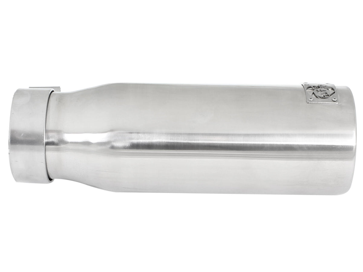 Mach Force-Xp 304 Stainless Steel Clamp-on Exhaust Tip Polished 3 Inch Inlet x 4 Inch Outlet x 12 Inch L Straight aFe Power-1