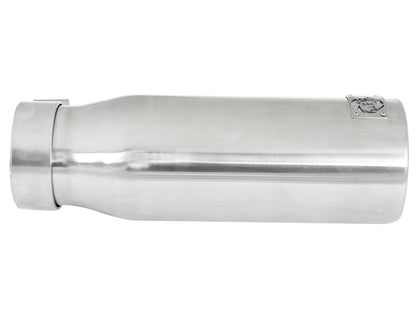 Mach Force-Xp 304 Stainless Steel Clamp-on Exhaust Tip Polished 3 Inch Inlet x 4 Inch Outlet x 12 Inch L Straight aFe Power-1