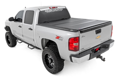 Hard Tri-Fold Flip Up Bed Cover 5 Foot 9 Inch Bed Silverado/Sierra 1500 (07-13) Rough Country-4