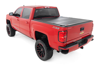 Hard Tri-Fold Flip Up Bed Cover 5 Foot 9 Inch Bed Silverado/Sierra 1500 (14-18 & Classic) Rough Country-2