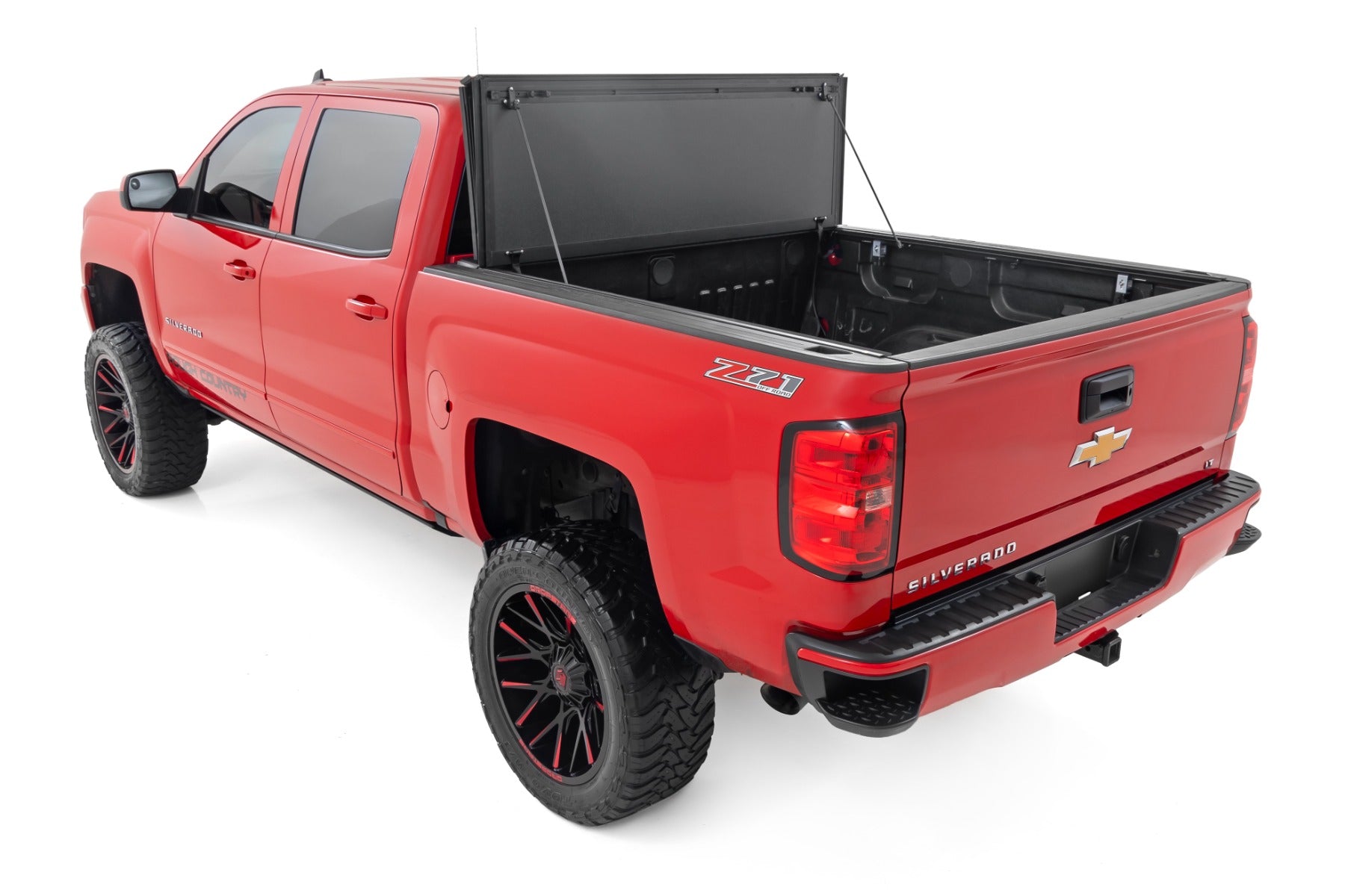 Hard Tri-Fold Flip Up Bed Cover 6 Foot 7 Inch Bed Rail Cap Silverado/Sierra 1500/2500HD/3500HD (14-19) Rough Country-4