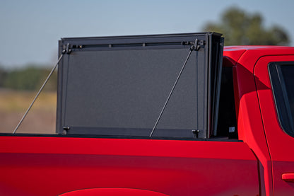 Hard Tri-Fold Flip Up Bed Cover 5 Foot 10 Inch Bed Chevy/GMC Sierra 1500 (19-26)/Silverado 1500 (19-26) Rough Country-5