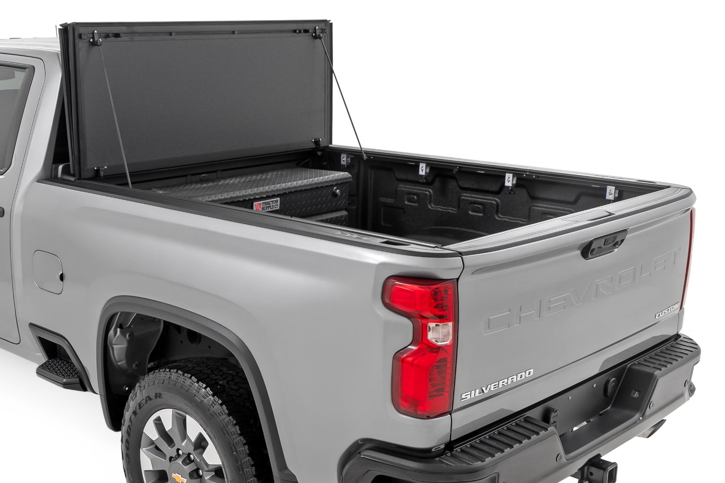 Hard Tri-Fold Flip Up Bed Cover 6 Foot 9 Inch Bed Chevy/GMC Silverado/Sierra 2500HD/3500HD (20-26) Rough Country-1