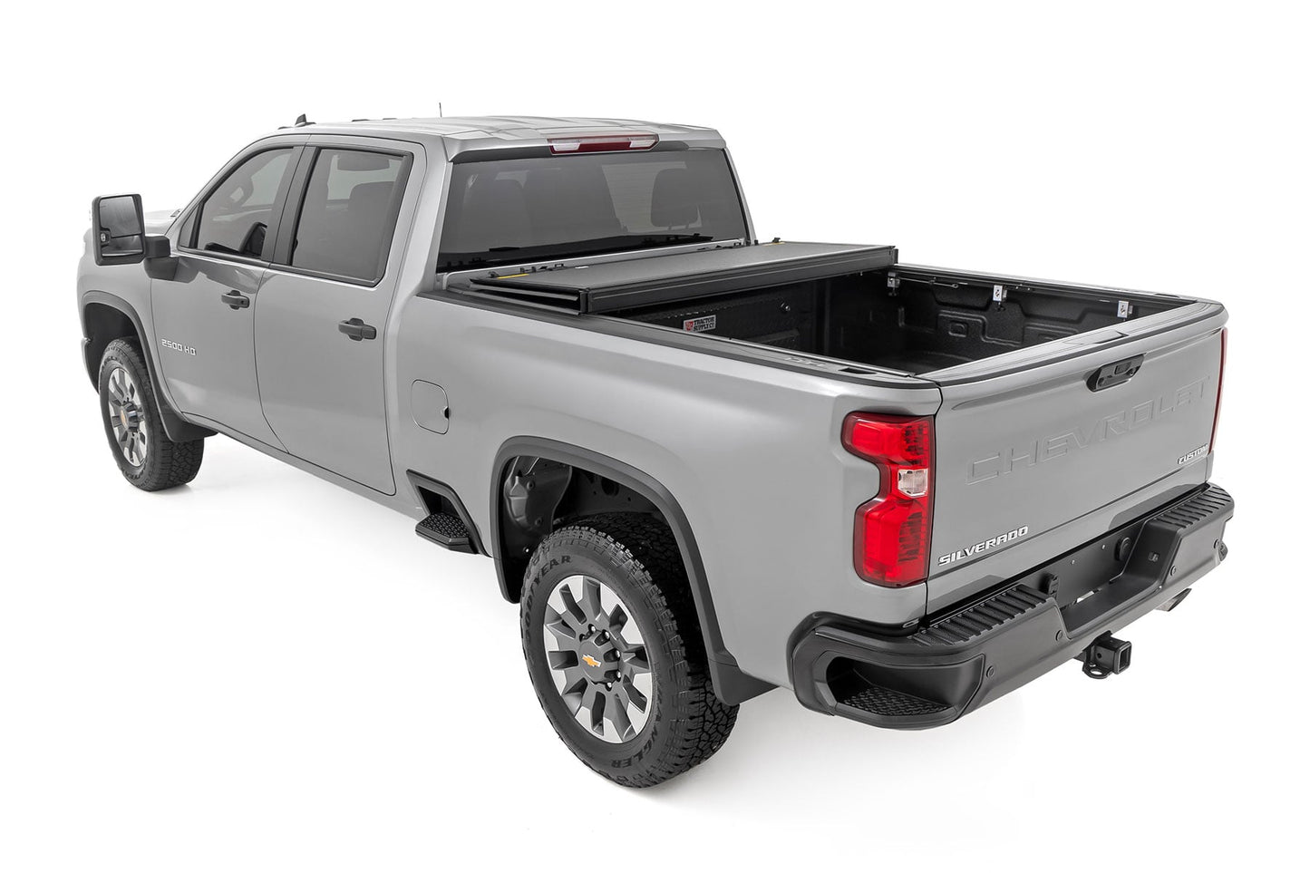 Hard Tri-Fold Flip Up Bed Cover 6 Foot 9 Inch Bed Chevy/GMC Silverado/Sierra 2500HD/3500HD (20-26) Rough Country-3