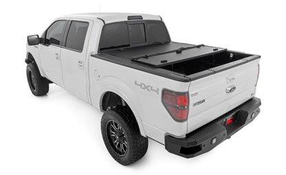 Hard Tri-Fold Flip Up Bed Cover 6 Foot 7 Inch Bed Ford F-150 2WD/4WD (2004-2014) Rough Country-3