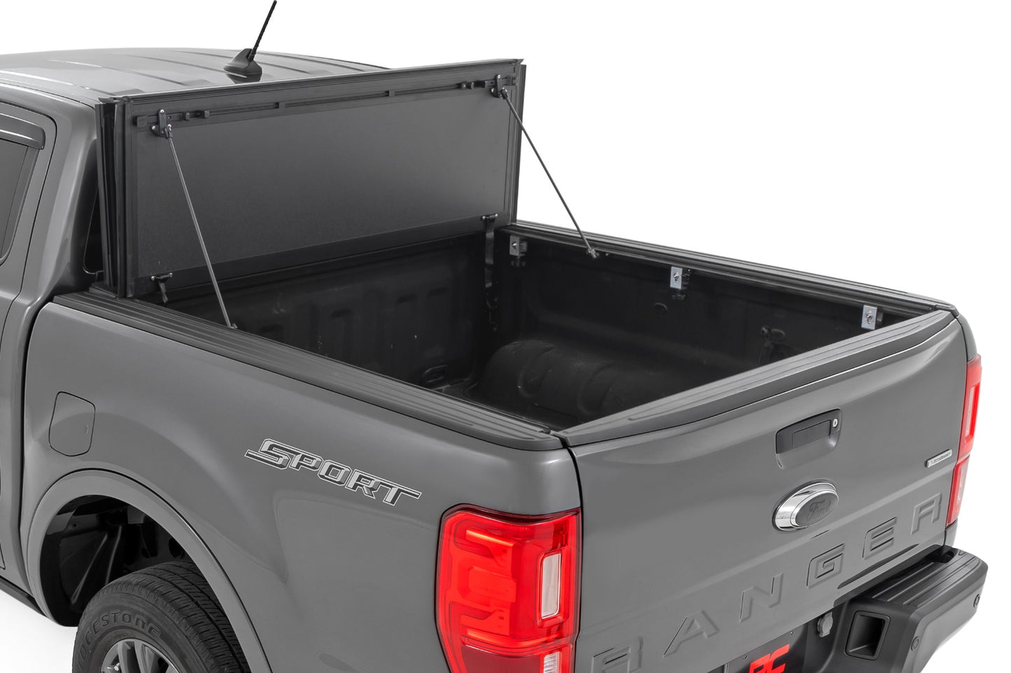 Hard Tri-Fold Flip Up Bed Cover 5 Foot Bed Ford Ranger 2WD/4WD (2019-2023) Rough Country-1