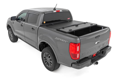 Hard Tri-Fold Flip Up Bed Cover 5 Foot Bed Ford Ranger 2WD/4WD (2019-2023) Rough Country-3