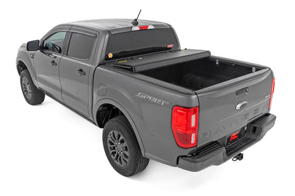 Hard Tri-Fold Flip Up Bed Cover 5 Foot Bed Ford Ranger 2WD/4WD (2019-2023) Rough Country-4