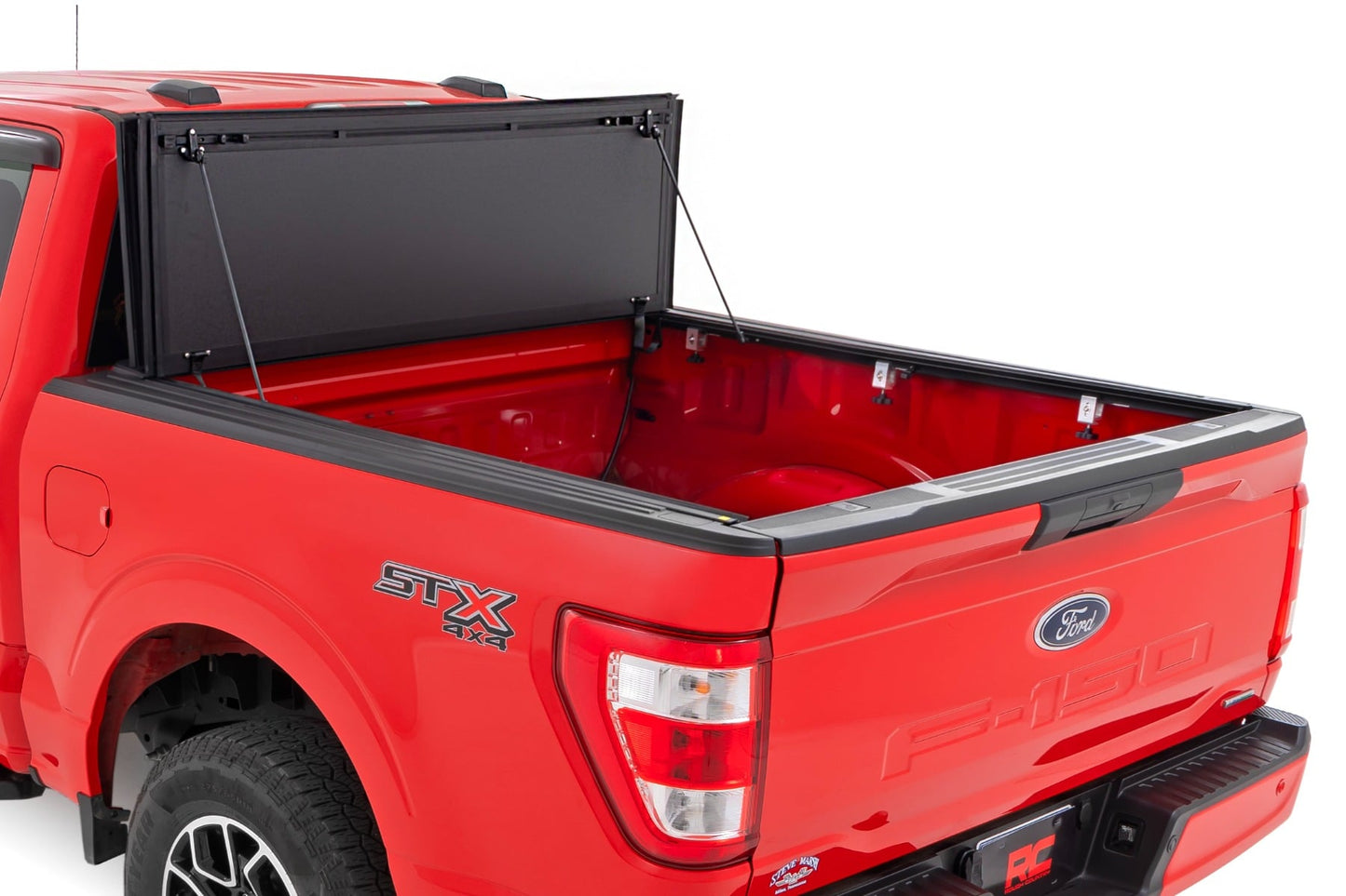 Hard Tri-Fold Flip Up Bed Cover 5 Foot 7 Inch Bed Ford F-150 2WD/4WD (2015-2020) Rough Country-1