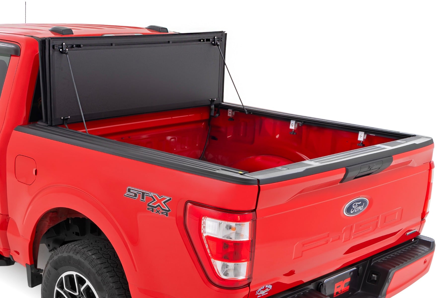 Hard Tri-Fold Flip Up Bed Cover 5 Foot 7 Inch Bed Ford F-150 2WD/4WD (2015-2020) Rough Country-1