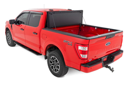 Hard Tri-Fold Flip Up Bed Cover 5 Foot 7 Inch Bed Ford F-150 2WD/4WD (2015-2020) Rough Country-5