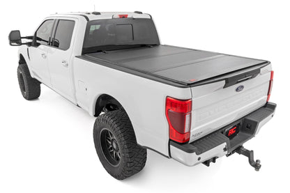 Hard Tri-Fold Flip Up Bed Cover 6 Foot 10 Inch Bed Ford F-250/F-350 Super Duty (17-26) Rough Country-2