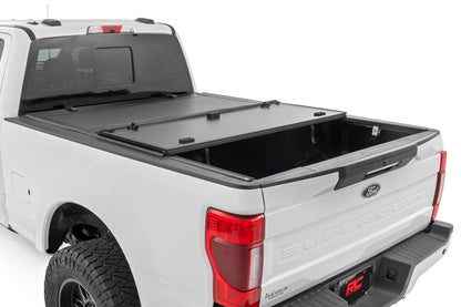 Hard Tri-Fold Flip Up Bed Cover 6 Foot 10 Inch Bed Ford F-250/F-350 Super Duty (17-26) Rough Country-3