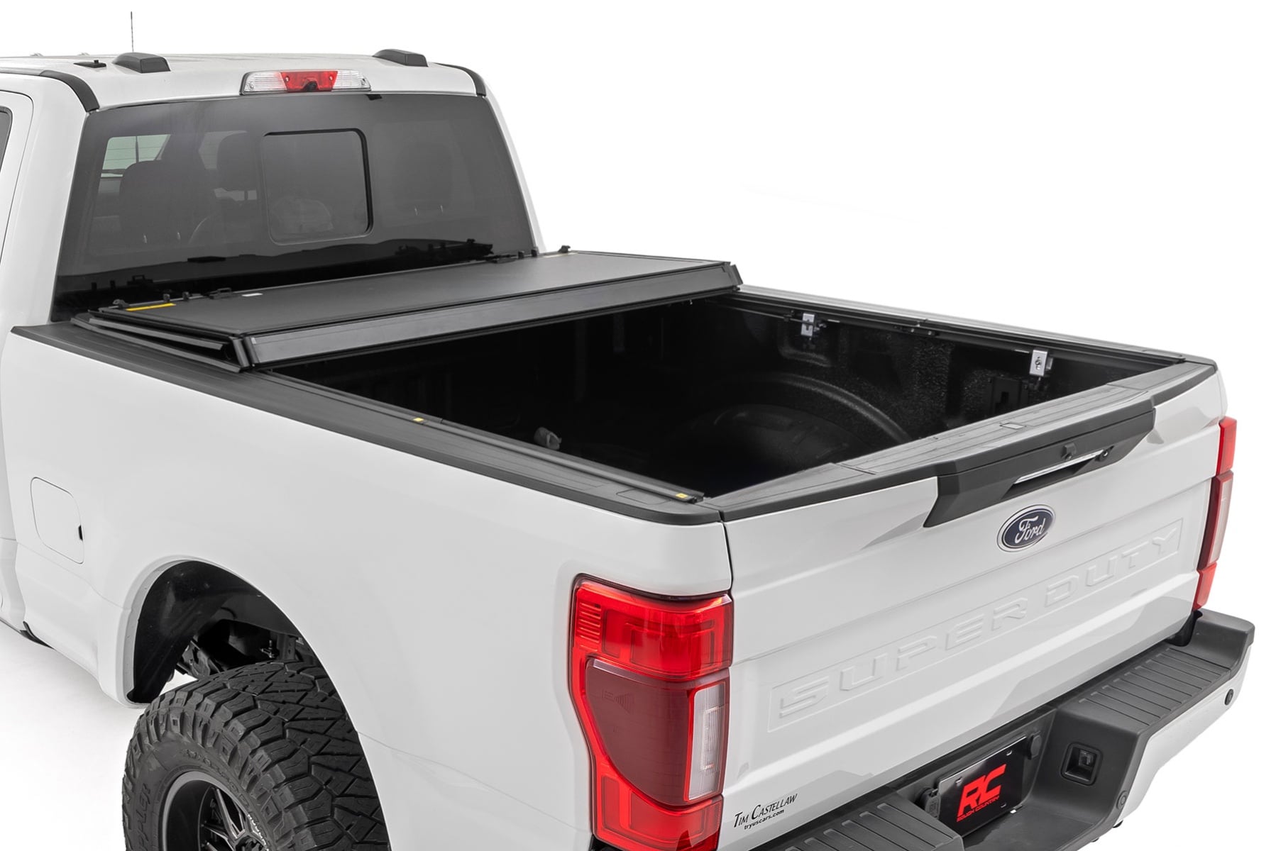 Hard Tri-Fold Flip Up Bed Cover 6 Foot 10 Inch Bed Ford F-250/F-350 Super Duty (17-26) Rough Country-4
