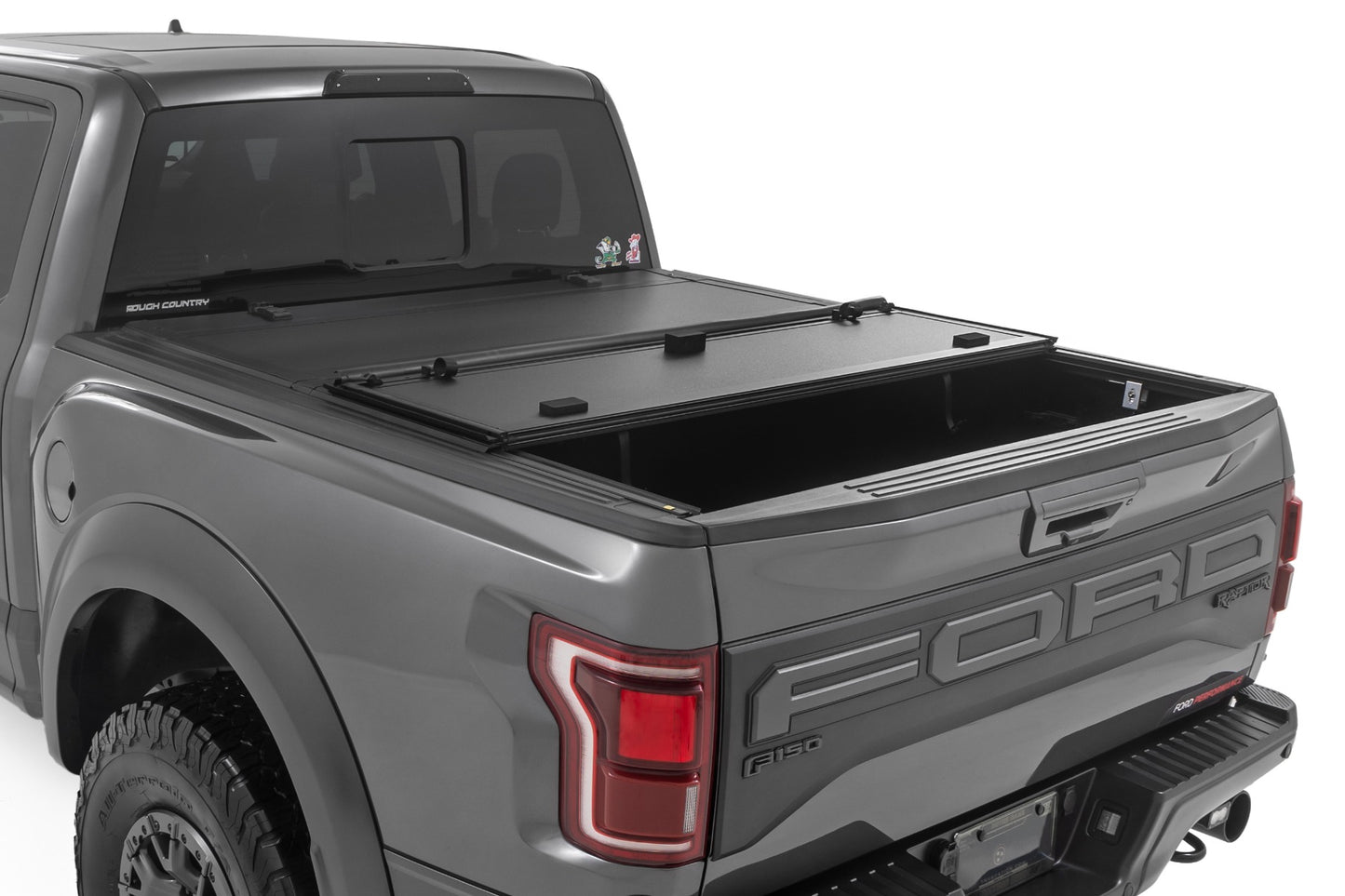 Hard Tri-Fold Flip Up Bed Cover 6 Foot 7 Inch Bed Ford F-150 2WD/4WD (2021-2026) Rough Country-4