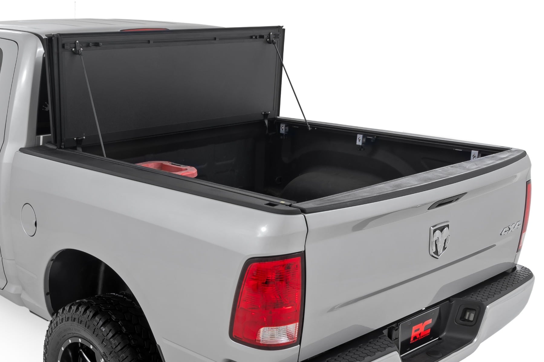 Hard Tri-Fold Flip Up Bed Cover 6 Foot 4 Inch Bed Ram 1500/2500/3500 (10-25 & Classic) Rough Country-1