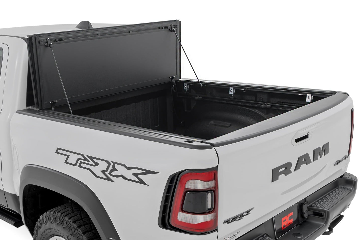 Hard Tri-Fold Flip Up Bed Cover 6 Foot 4 Inch Ram 1500 (19-26)/1500 TRX (21-24) Rough Country-1