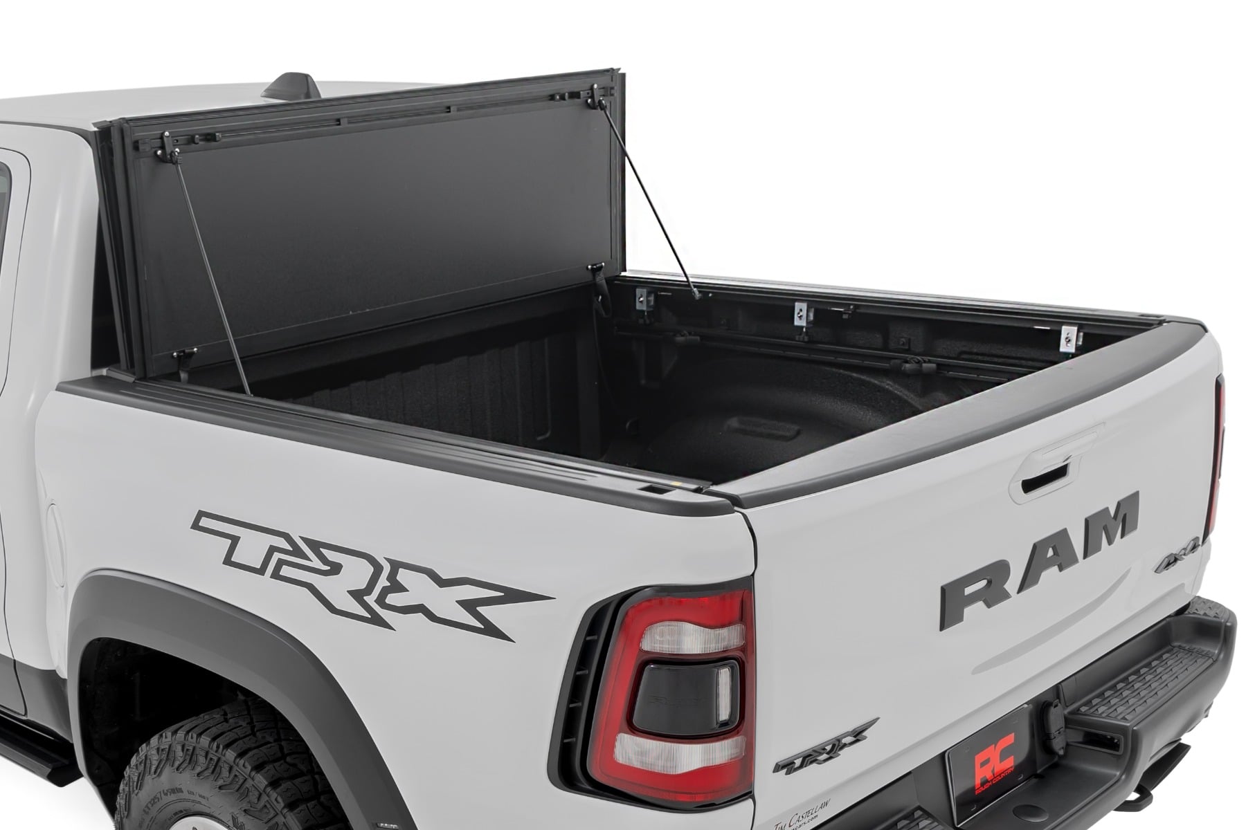 Hard Tri-Fold Flip Up Bed Cover 6 Foot 4 Inch Ram 1500 (19-26)/1500 TRX (21-24) Rough Country-1