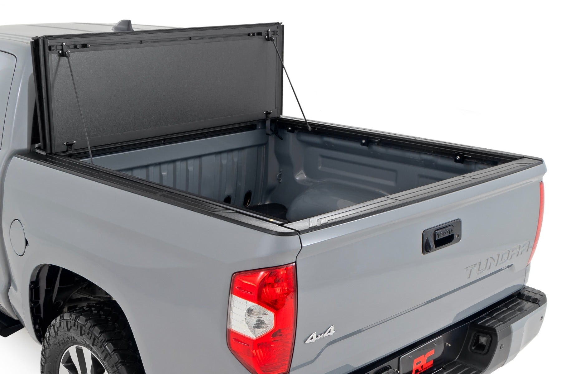 Hard Tri-Fold Flip Up Bed Cover 5 Foot 7 Inch Bed Toyota Tundra 2WD/4WD (07-21) Rough Country-1