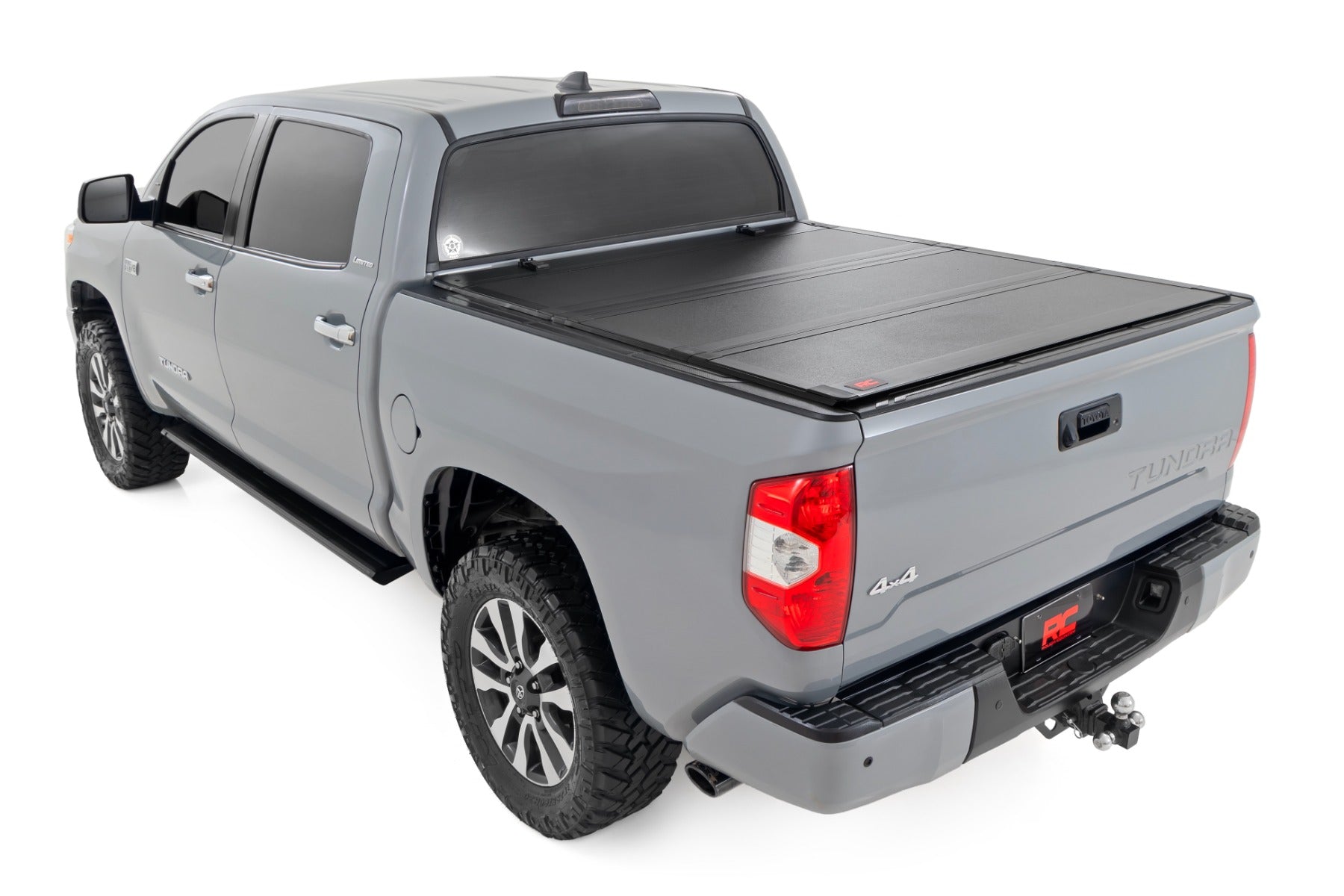 Hard Tri-Fold Flip Up Bed Cover 5 Foot 7 Inch Bed Toyota Tundra 2WD/4WD (07-21) Rough Country-2