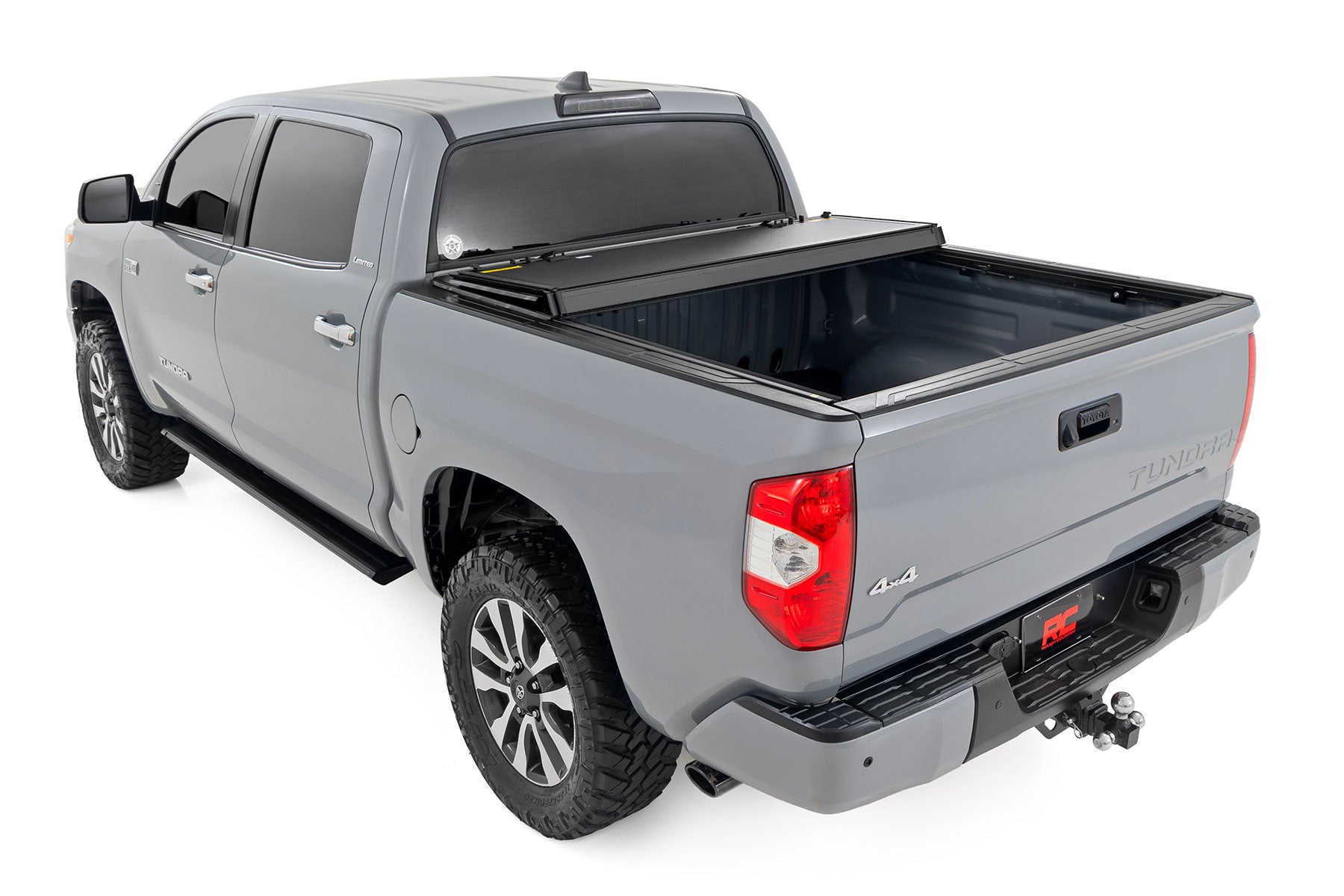 Hard Tri-Fold Flip Up Bed Cover 5 Foot 7 Inch Bed Toyota Tundra 2WD/4WD (07-21) Rough Country-3