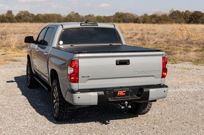 Hard Tri-Fold Flip Up Bed Cover 5 Foot 7 Inch Bed Toyota Tundra 2WD/4WD (07-21) Rough Country-5