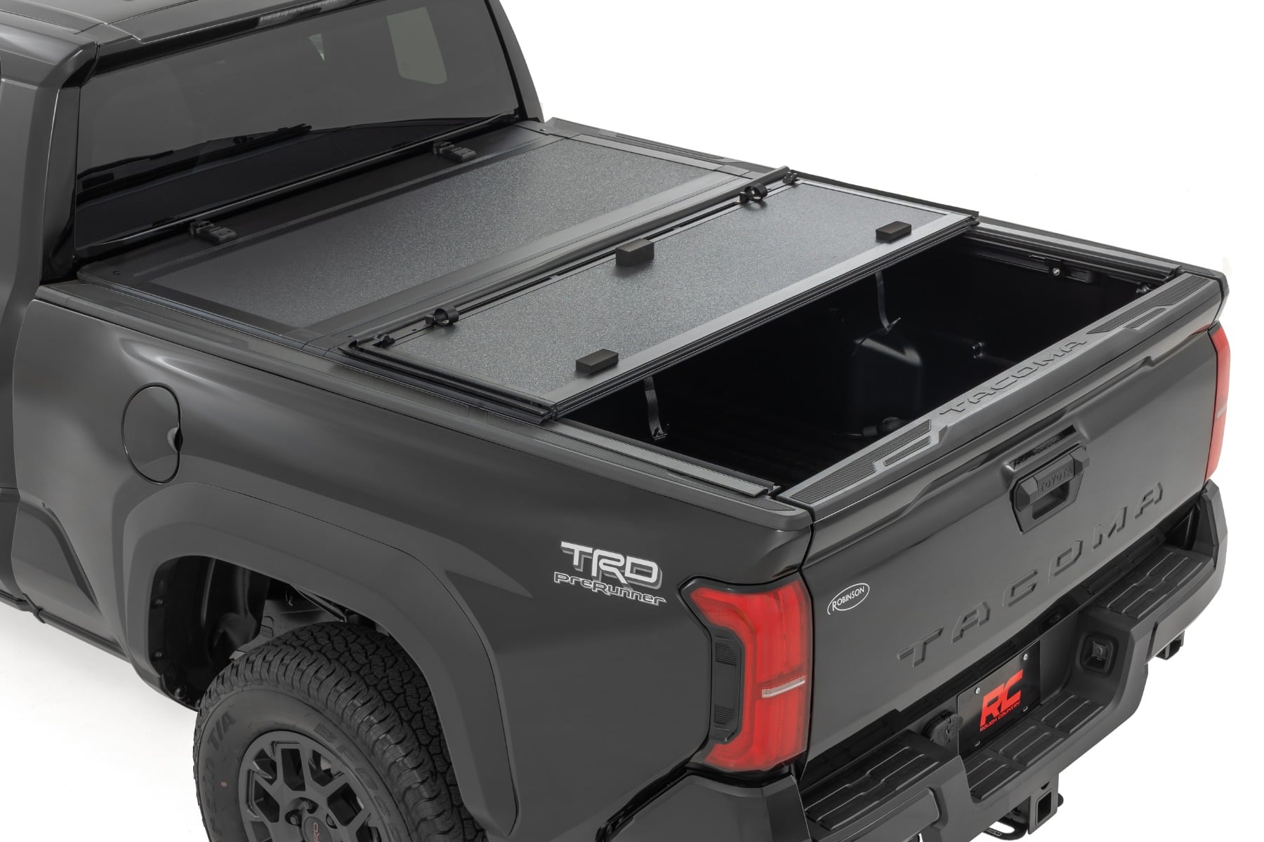 Hard Tri-Fold Flip Up Bed Cover 6 Foot Bed Toyota Tacoma 2WD/4WD (2024-2026) Rough Country-1