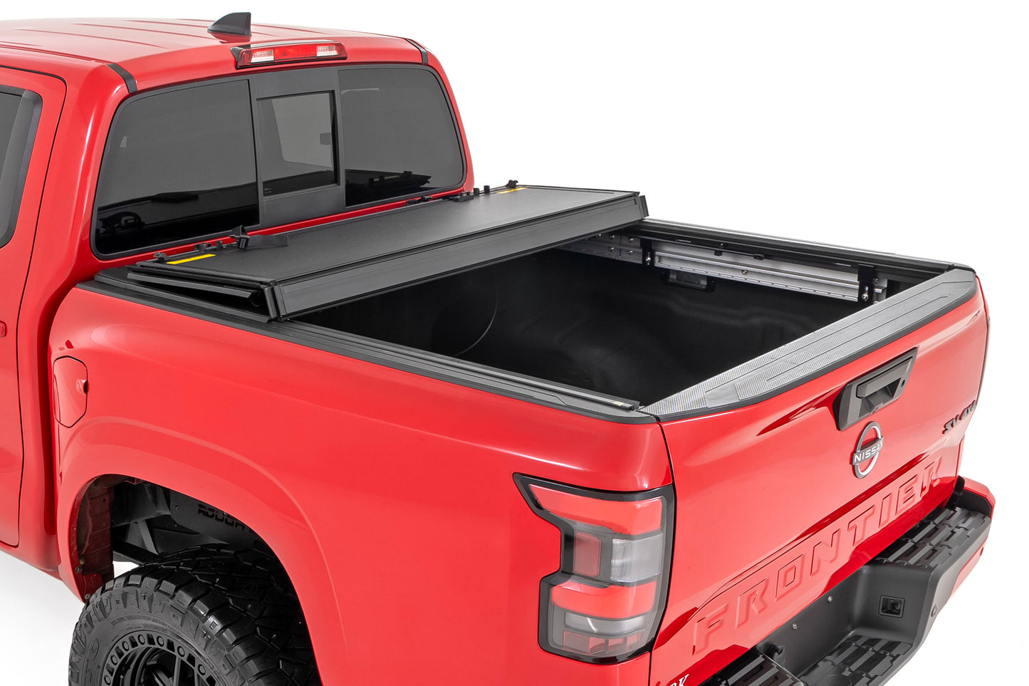 Hard Tri-Fold Flip Up Bed Cover 5 Foot Bed Nissan Frontier 2WD/4WD (22-26) Rough Country-2
